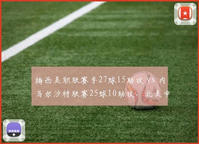 梅西美职联赛季27球15助攻 vs 内马尔沙特联赛25球10助攻，北美中东数据对比